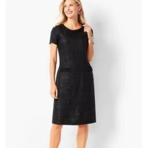 Talbots Dress Black tweed vintage style look Sz2p NWOT $198 retail - Picture 3 of 5